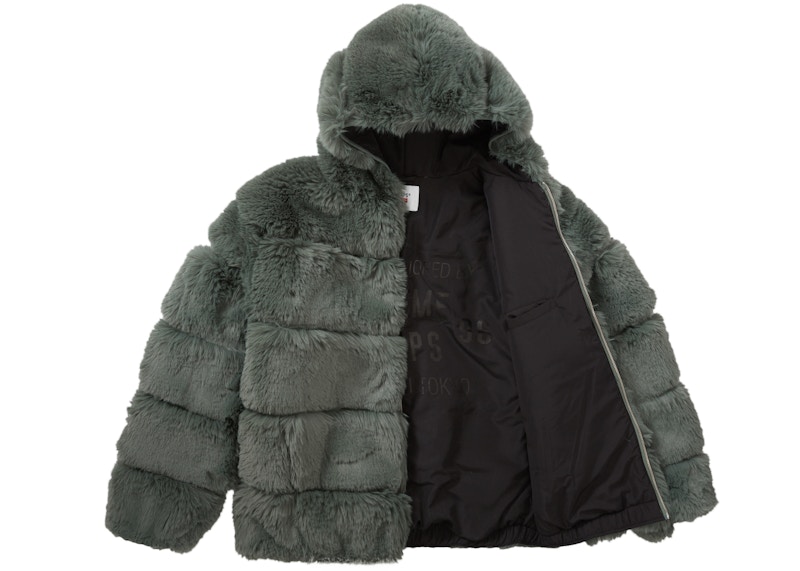 Order Supreme x WTAPS 綠色仿皮草連帽夾克