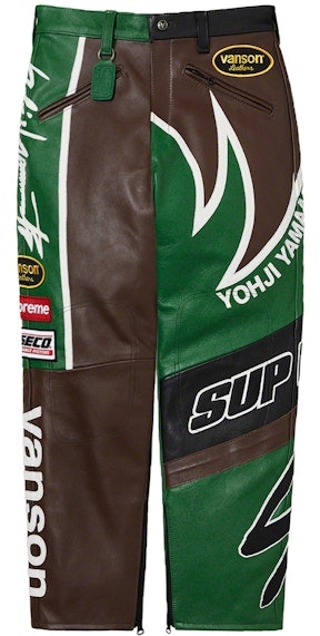 supreme-yohji-yamamoto-vanson-leathers-split-pant-green
