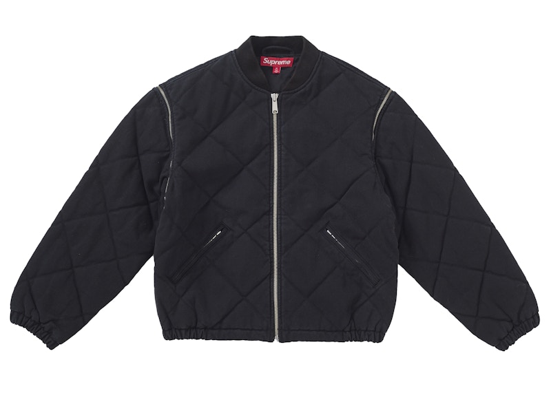 Supreme Zip-Off Sleeve Quilted Bomber Jacket Black