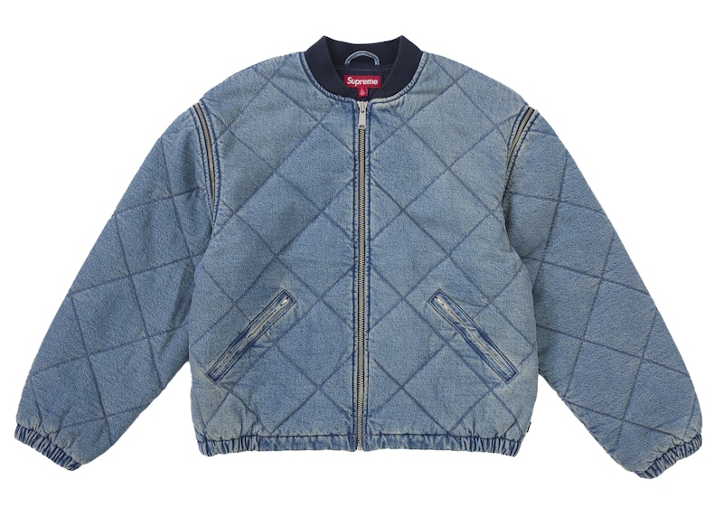 Supreme Zip-Off Sleeve Quilted Bomber Jacket Denim