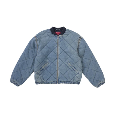 Supreme Zip-Off Sleeve Quilted Bomber Jacket Denim