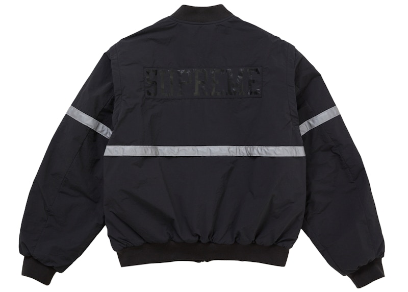 Lookbook シュプリーム ジップオフスリーブ リフレクティブストライプ ジャケット ブラック