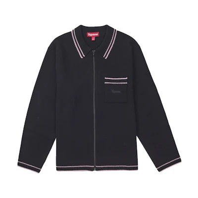 Supreme Zip Up Polo Sweater Black
