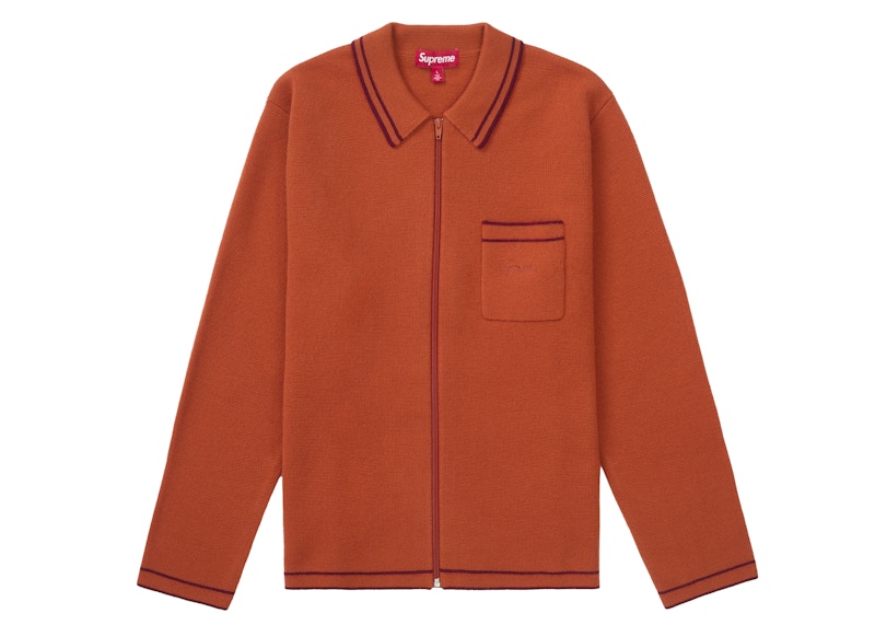 Supreme Zip Up Polo Sweater Burnt Orange