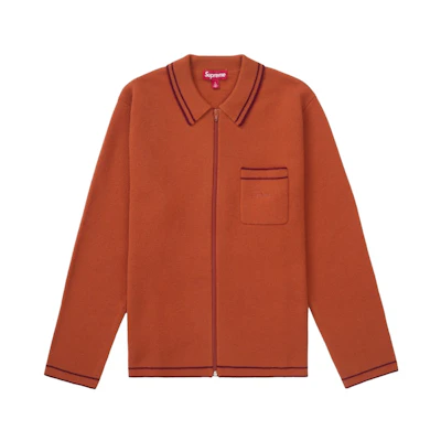 Supreme Zip Up Polo Sweater Burnt Orange