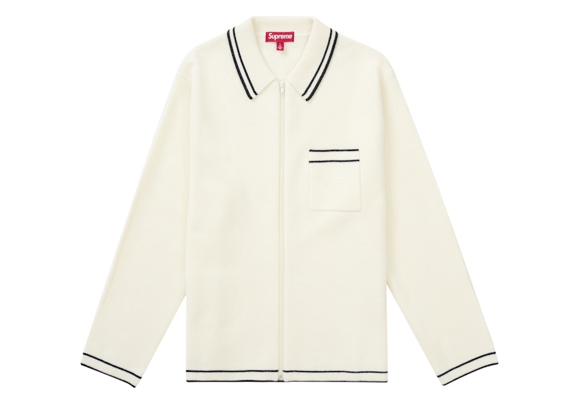 Supreme Zip Up Polo Sweater White