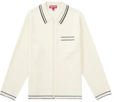 Supreme Zip Up Polo Sweater White Supreme Zip Up Polo Sweater White