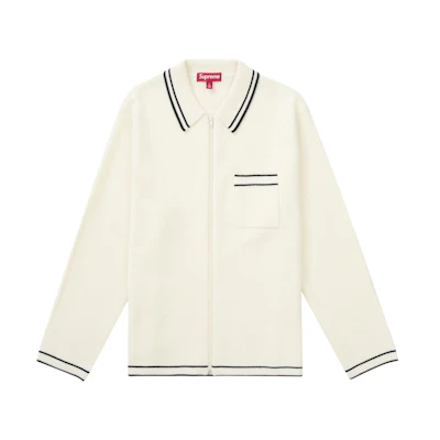 Supreme Zip Up Polo Sweater White