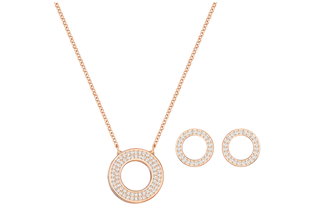 Swarovski Admiration Love Declaration Rose Gold Necklace & Earrings Set. 5358845