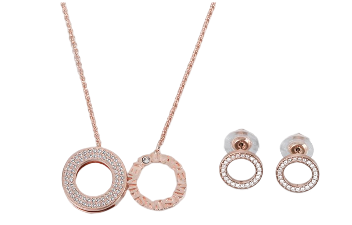 Lookbook 施華洛世奇愛意宣言玫瑰金項鍊耳環套組 5358845