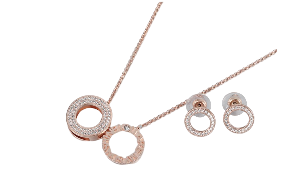 Shop 施華洛世奇愛意宣言玫瑰金項鍊耳環套組 5358845