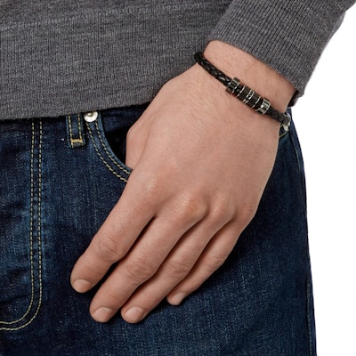 Pulsera Negra de Cuero Swarovski con Cuentas y Cristales para Hombre. 5185336&5159648 Lookbook Pulsera Negra de Cuero Swarovski con Cuentas y Cristales para Hombre. 5185336&5159648