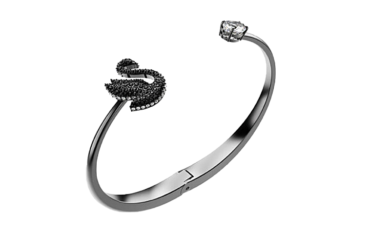 Shop Pulsera Swarovski Cisne Negro Rodinada Unisex Edición para Parejas. 5688746