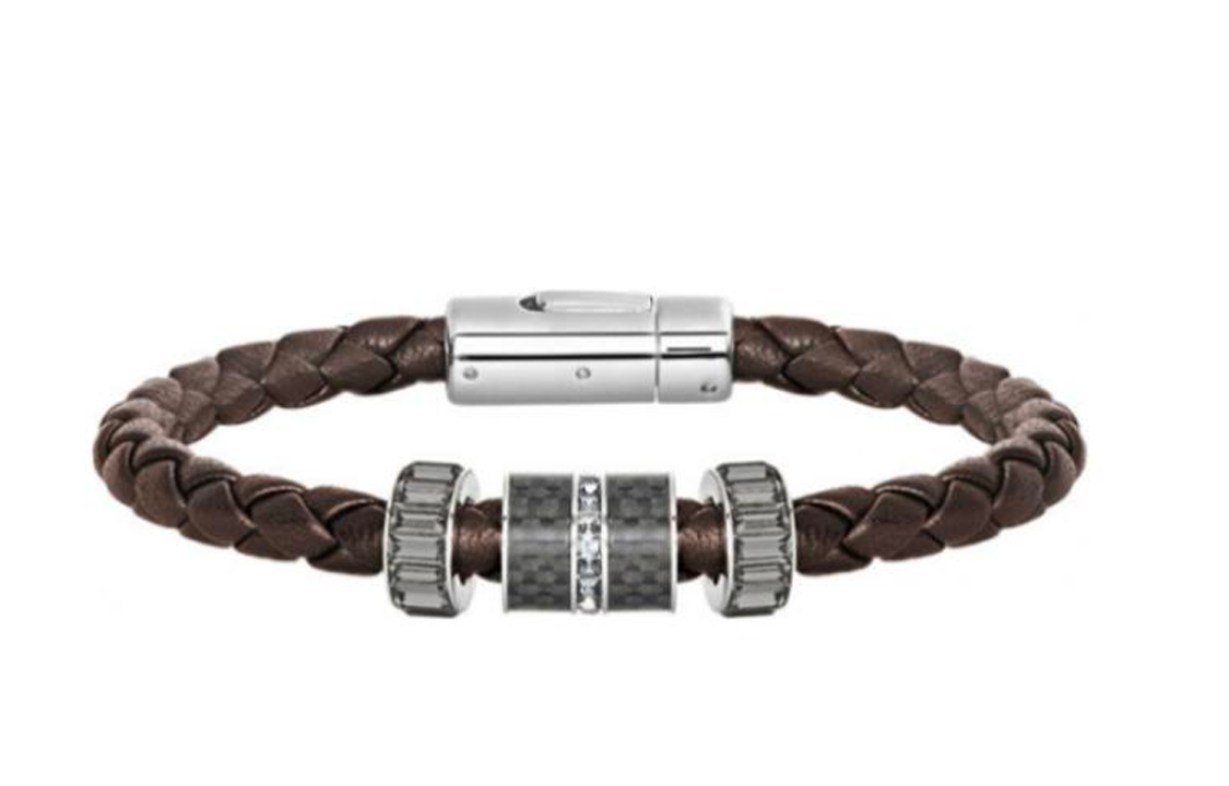 Swarovski Brown Alloy Bracelet for Men with Solid Color Design. 5185332