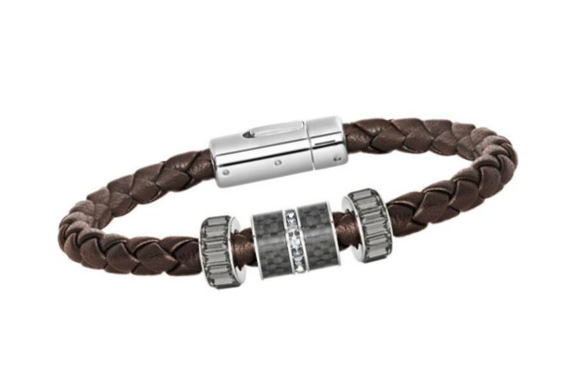 Lookbook 施華洛世奇男士棕色合金手鏈，純色設計。 5185332