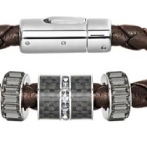 Shop 施華洛世奇男士棕色合金手鏈，純色設計。 5185332