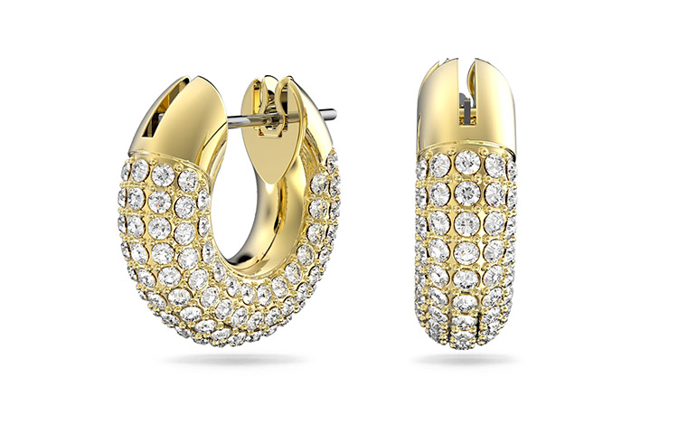 Swarovski Dextera Gold-Tone Pave Hoop Earrings. 5636530