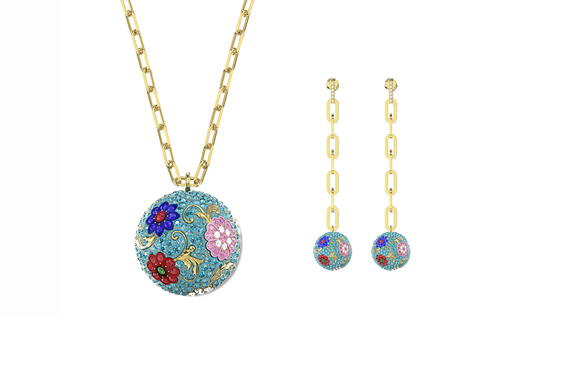 Swarovski Flower of Fortune Necklace & Earrings Set Gold Plated. ES2020121402