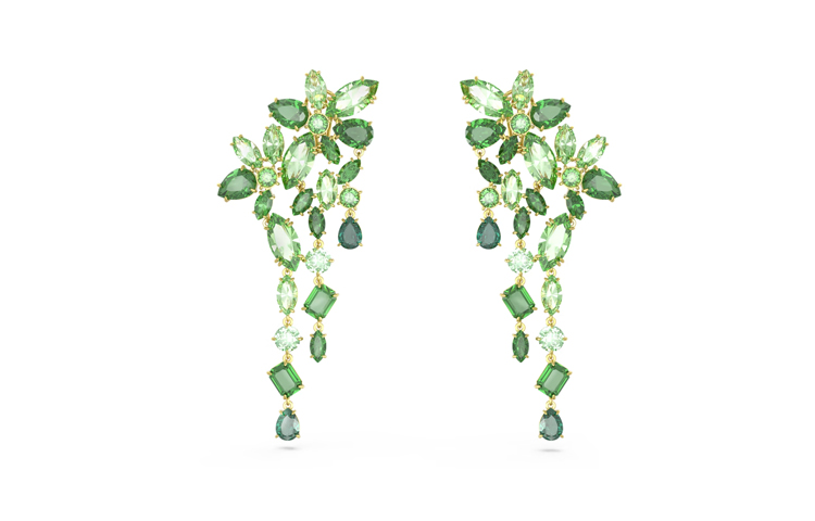 Lookbook 施華洛世奇金鍍葉子設計耳環 男女情侶款 綠色款式 5652801