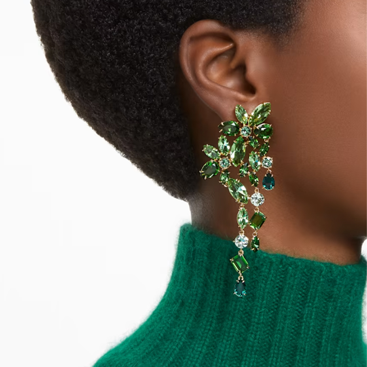 Purchase 施華洛世奇金鍍葉子設計耳環 男女情侶款 綠色款式 5652801