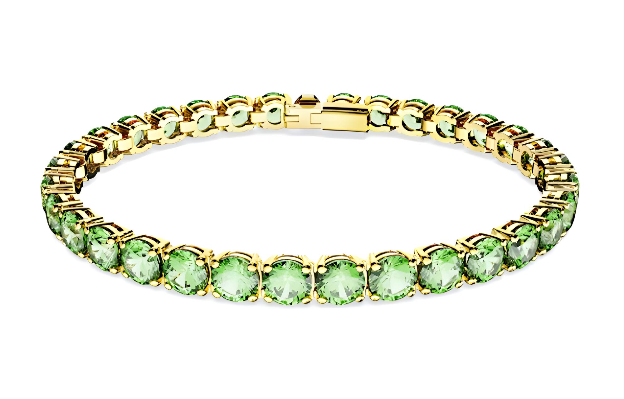 Swarovski Green CZ Couple Bracelet - Unisex Two-Tone Design. 5658848