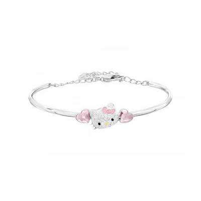 Swarovski Hello Kitty Design Pink Alloy Bracelet Unisex Couple Style. 5197312