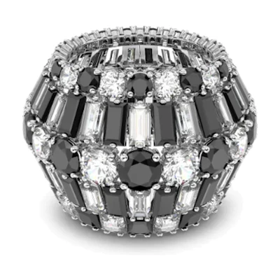 Swarovski Hyperbola Mixed-Cut Black Ring Unisex Couple Style. 9009656153222