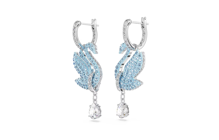 Lookbook 施華洛世奇天鵝淚滴耳環 藍銠鍍層 情侶款式 男女通用 5660593