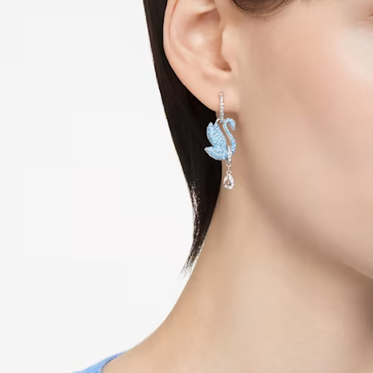 Details for 施華洛世奇天鵝淚滴耳環 藍銠鍍層 情侶款式 男女通用 5660593