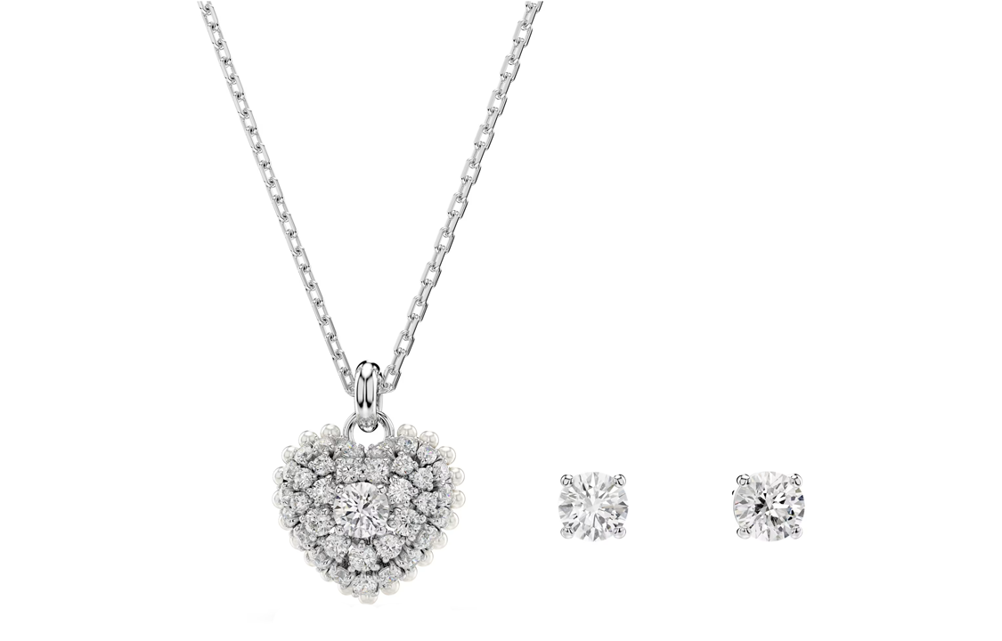 Order 施华洛世奇 Idylia Hyperbola 心形吊坠项链, 银色, 情侣款式, 男女通用。 5684383