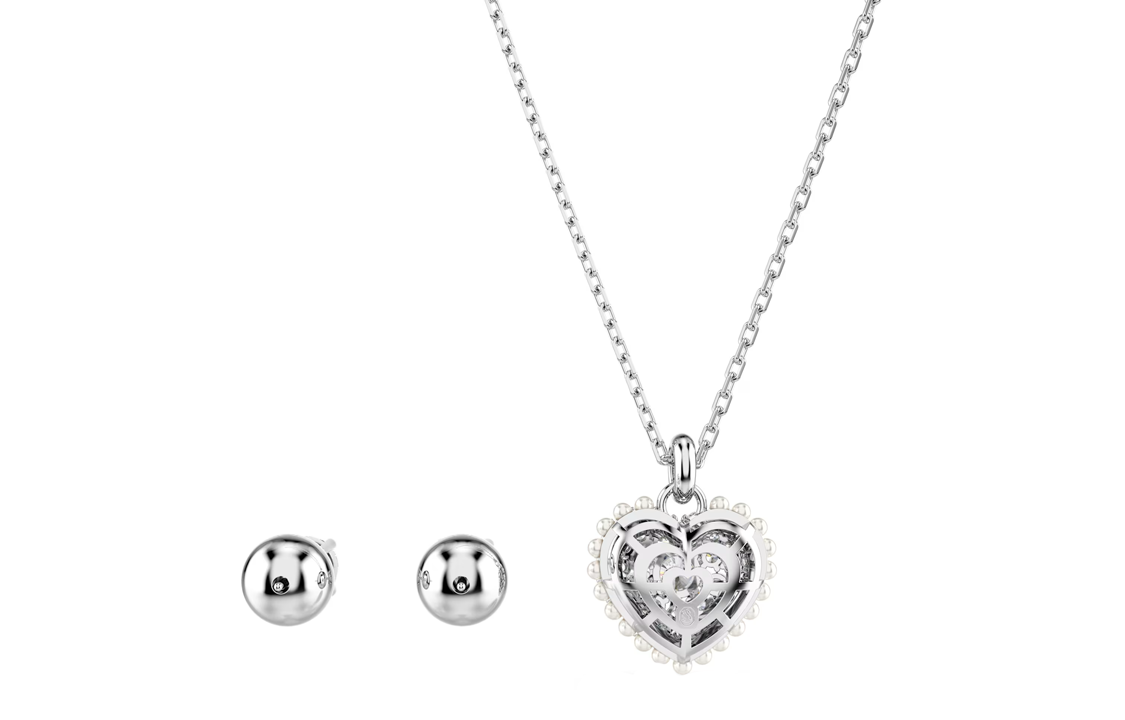 Lookbook 施华洛世奇 Idylia Hyperbola 心形吊坠项链, 银色, 情侣款式, 男女通用。 5684383