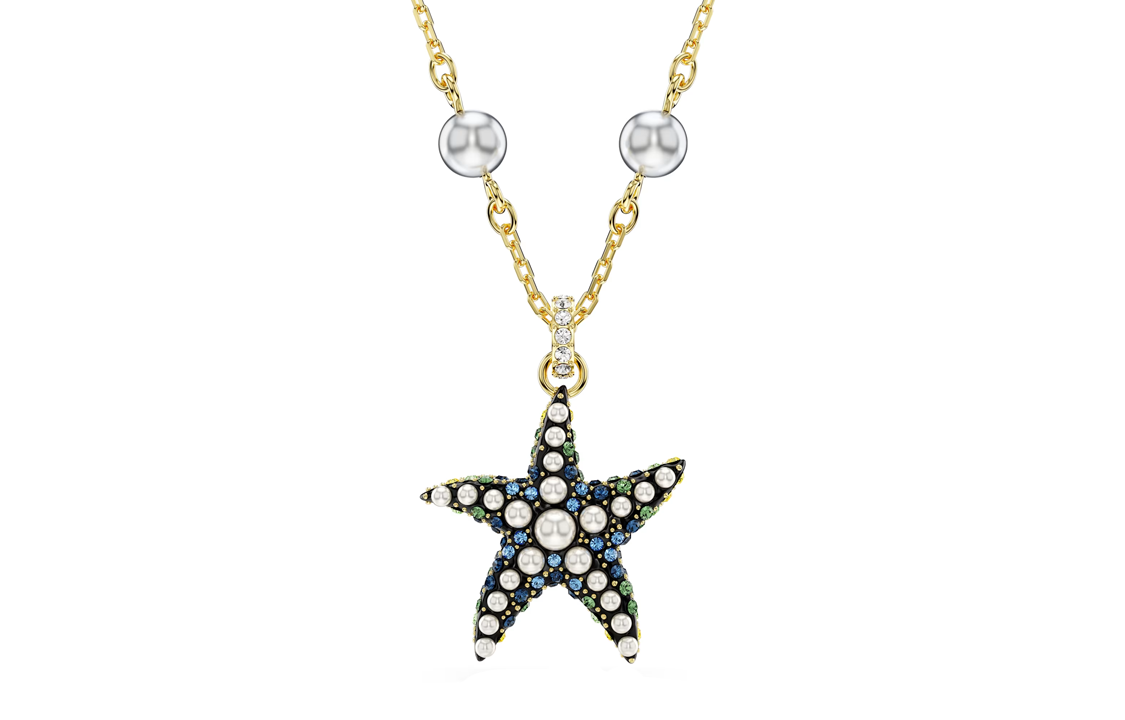 Swarovski Idyllia Starfish Pendant Crystal Gold Pearl Necklace Unisex Couples Gold. 5684116