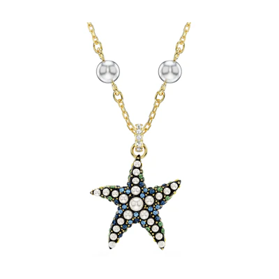 Swarovski Idyllia Starfish Pendant Crystal Gold Pearl Necklace Unisex Couples Gold. 5684116
