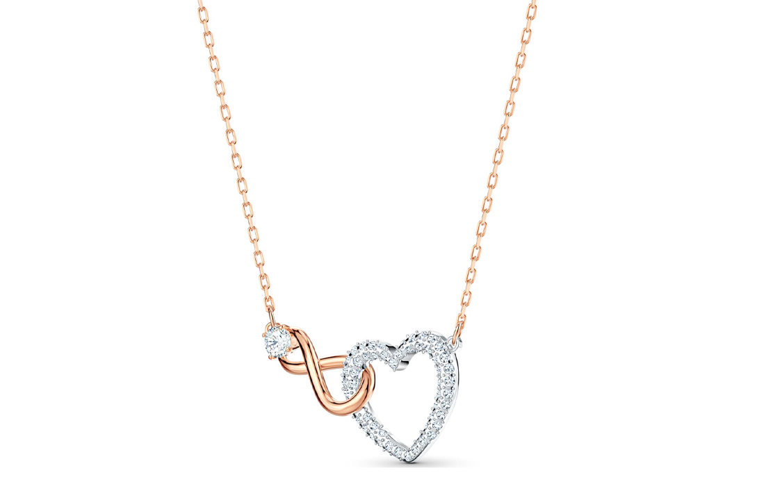 Swarovski Infinity Rose Gold Heart Necklace and Earrings Set for Women. 5521040 圖 3