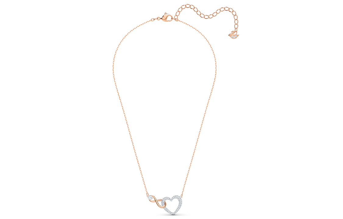 Swarovski Infinity Rose Gold Heart Necklace and Earrings Set for Women. 5521040 圖 5