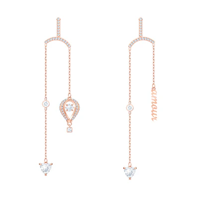 Swarovski Into The Sky Hot Air Balloon Love Letter Earrings Rose Gold. 5483989