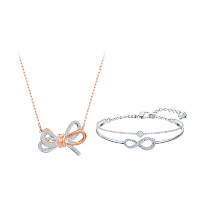 Swarovski Lifelong Bow & Infinity Necklace and Bracelet Set. ES2021071307
