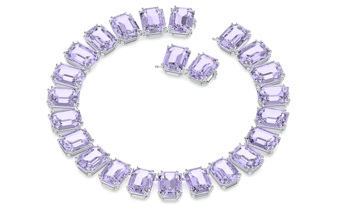 Lookbook 施华洛世奇 Millenia 八边形紫色水晶项链 铑金镀层 5609701