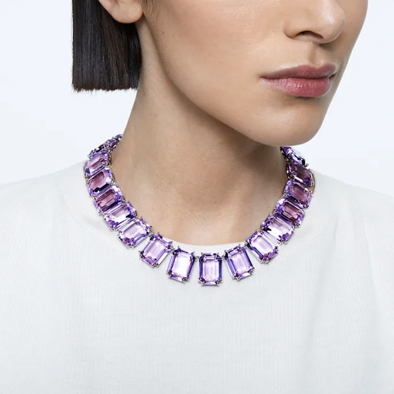 Shop 施华洛世奇 Millenia 八边形紫色水晶项链 铑金镀层 5609701