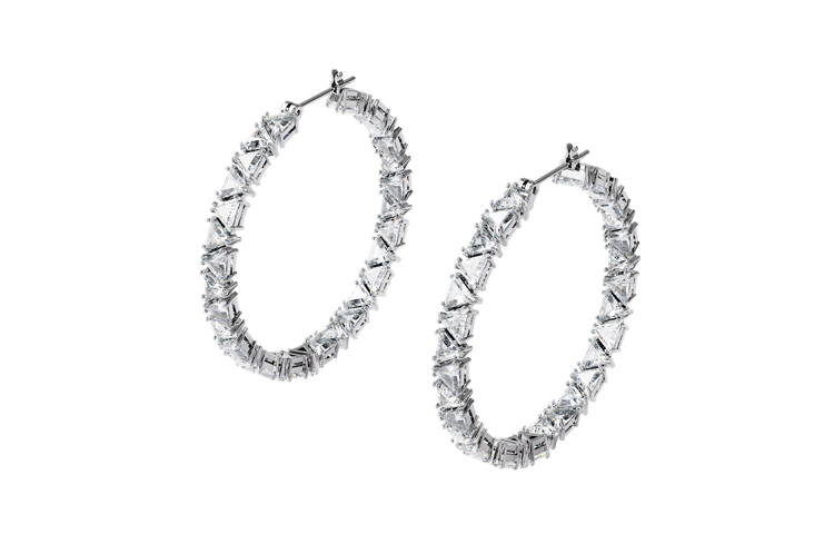 Swarovski Millenia Triangle Cut Hoop Earrings Silver. 5598343