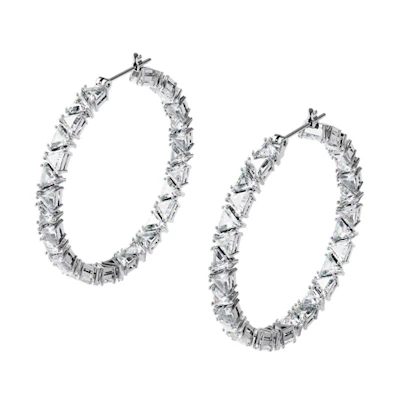 Swarovski Millenia Triangle Cut Hoop Earrings Silver. 5598343