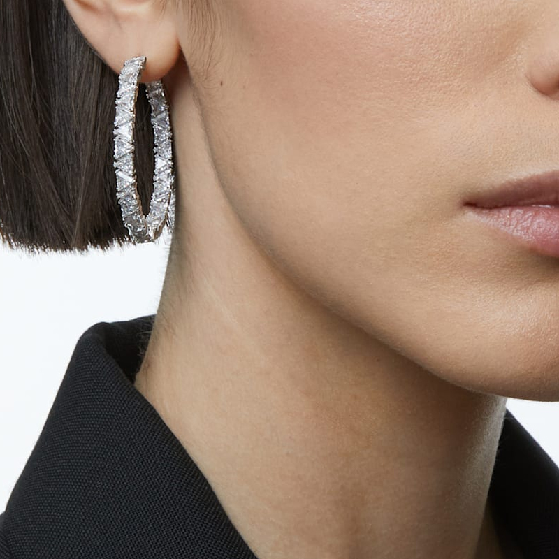 Swarovski Millenia Triangle Cut Hoop Earrings Silver. 5598343 圖 3
