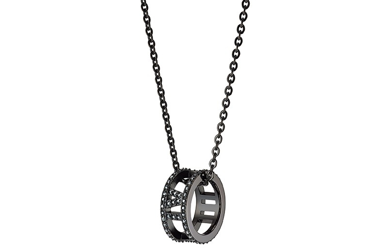 Swarovski My Hero Black Carbon Texture Geometric Pendant Necklace for Men. 5499572 圖 4