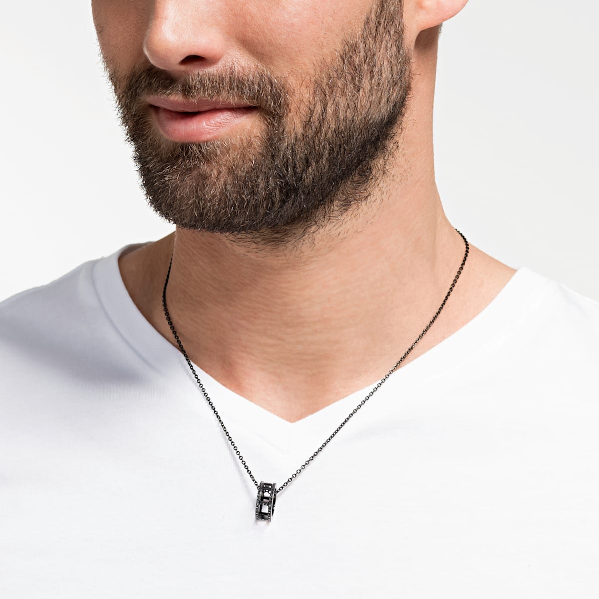 Swarovski My Hero Black Carbon Texture Geometric Pendant Necklace for Men. 5499572 圖 6
