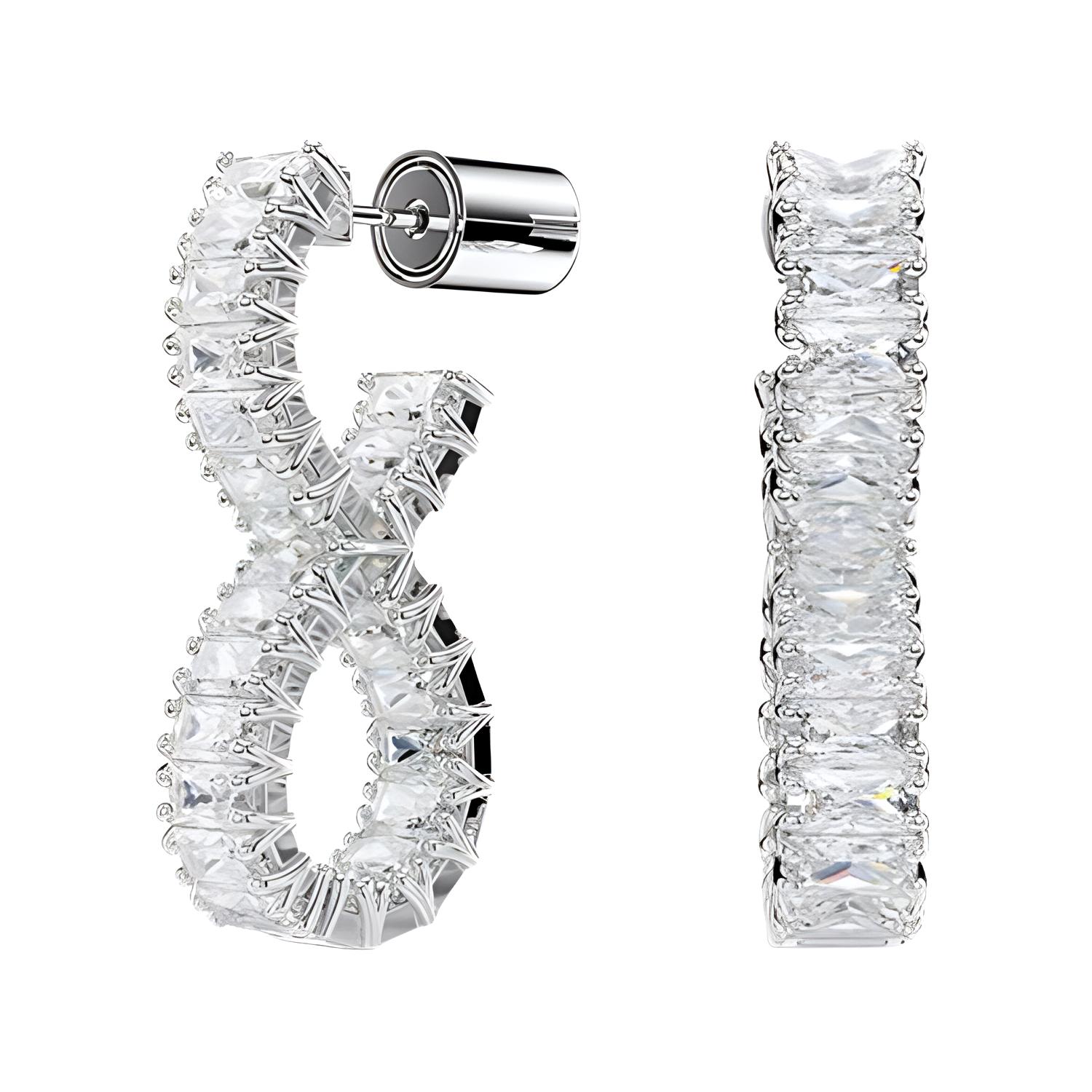 Swarovski Silver Alloy Pattern Design Earrings Unisex Couple Style. 5684047