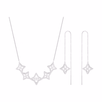 Swarovski Sparkling Dance Star Crystal Necklace Unisex Silver Couples Design 5376489