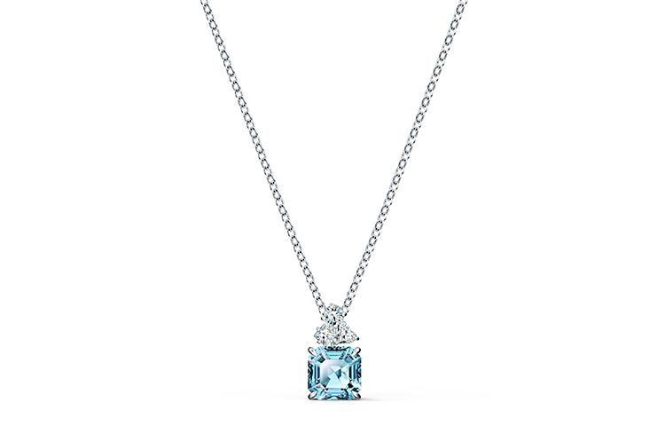 Swarovski Sparkling Square Crystal Necklace Blue 5516483