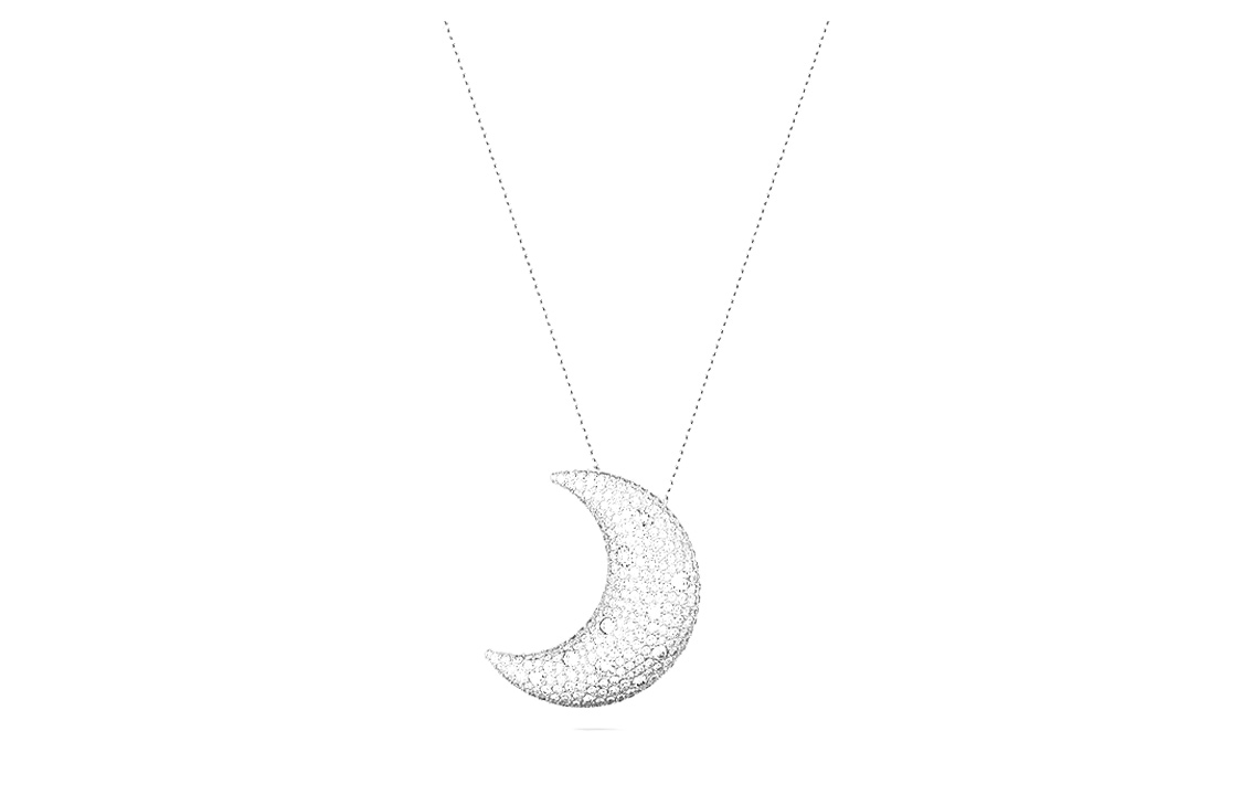 Swarovski Sublima LUNA Crescent Moon Gold-Plated Necklace Unisex Silver情侣款 5674895