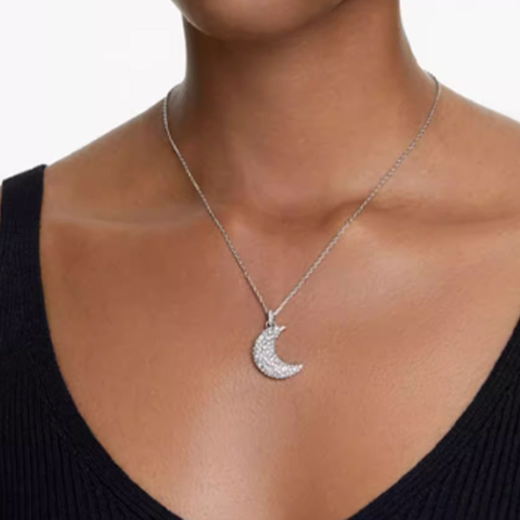 Shop 施华洛世奇Sublima LUNA镀金新月项链 银色情侣款 5674895
