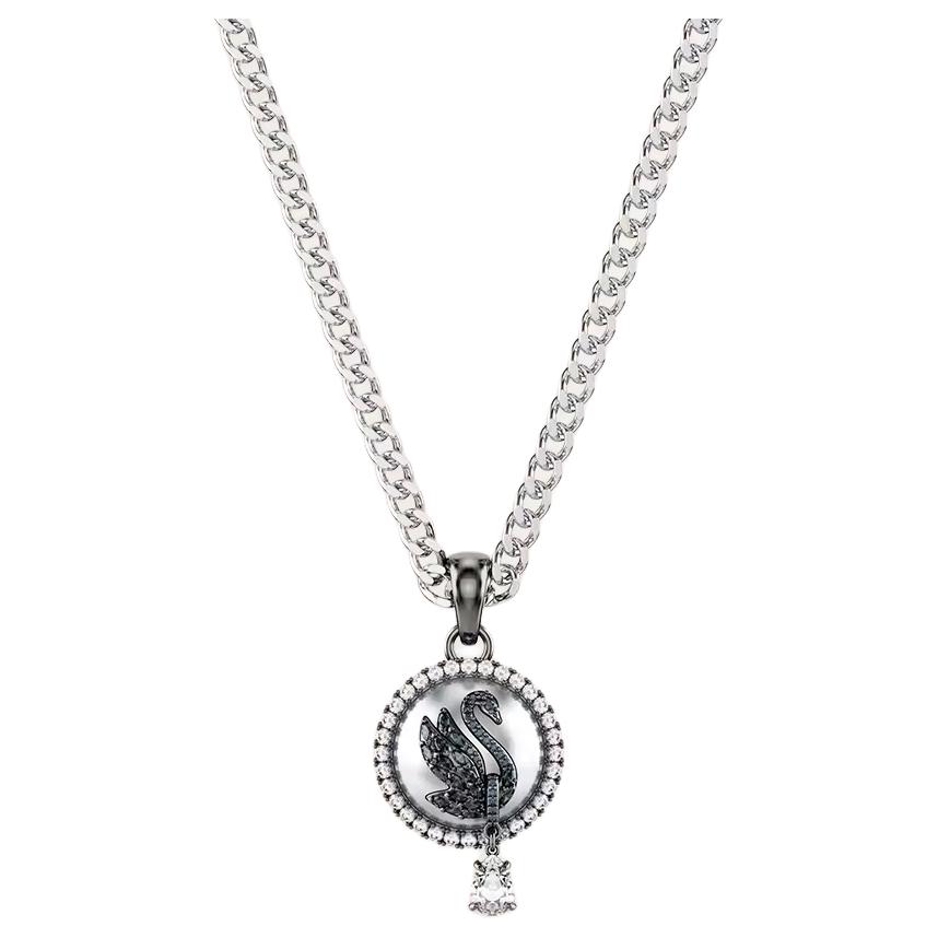 Swarovski Swan Logo Silver Plated Necklace with Crystals - Unisex Couples' Design. 5680868